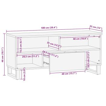 TV-Schrank 100x33x46 cm Massivholz Mango