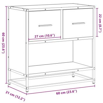Nachttisch Räuchereiche 60x31x60 cm Holzwerkstoff und Metall