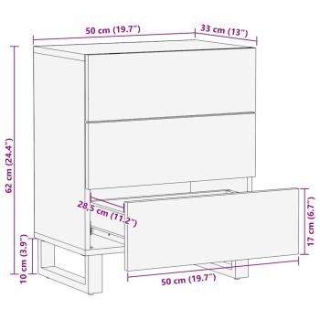 Nachttisch Schwarz 50x33x62 cm Massivholz Mango