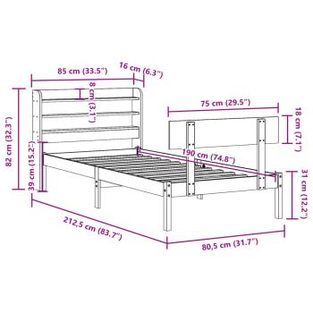 Massivholzbett ohne Matratze Weiß 75x190 cm Kiefernholz