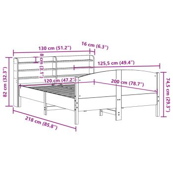Massivholzbett ohne Matratze Weiß 120x200 cm Kiefernholz