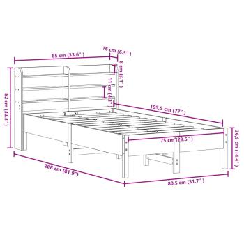 Massivholzbett ohne Matratze Weiß 75x190 cm Kiefernholz