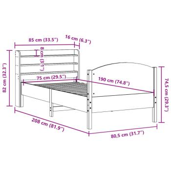 Massivholzbett ohne Matratze Weiß 75x190 cm Kiefernholz
