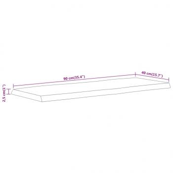 Tischplatte 90x40x2,5 cm Rechteckig Massivholz Akazie Baumkante