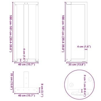 Bartischbeine T-Form 2 Stk. Anthrazit 40x35x(101-102) cm Stahl