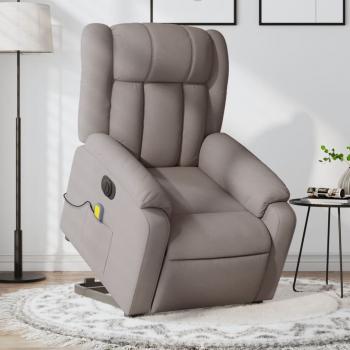 ARDEBO.de - Elektrischer Massagesessel mit Aufstehhilfe Taupe Stoff