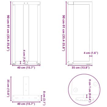 Bartischbeine T-Form 2 Stk. Schwarz 40x35x(91-92) cm Stahl
