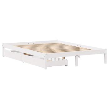 Massivholzbett ohne Matratze Weiß 135x190 cm Kiefernholz
