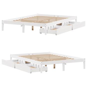 Massivholzbett ohne Matratze Weiß 135x190 cm Kiefernholz