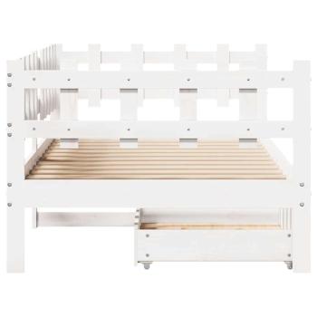 Tagesbett mit Schubladen Weiß 90x190 cm Kiefernholz