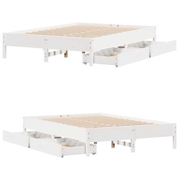 Massivholzbett ohne Matratze Weiß 140x190 cm Kiefernholz