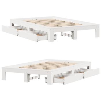 Massivholzbett ohne Matratze Weiß 135x190 cm Kiefernholz