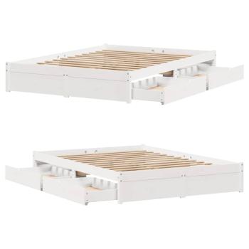 Massivholzbett ohne Matratze Weiß 140x190 cm Kiefernholz