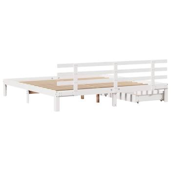 Massivholzbett mit Schubladen Weiß 180x200 cm Kiefer