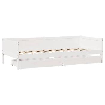 Tagesbett mit Schubladen Weiß 90x190 cm Kiefernholz