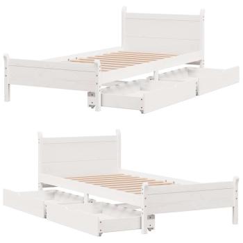 Massivholzbett ohne Matratze Weiß 75x190 cm Kiefernholz