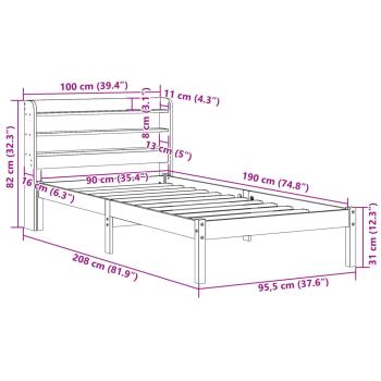 Massivholzbett ohne Matratze Weiß 90x190 cm Kiefernholz