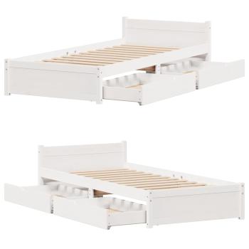 Massivholzbett ohne Matratze Weiß 90x190 cm Kiefernholz