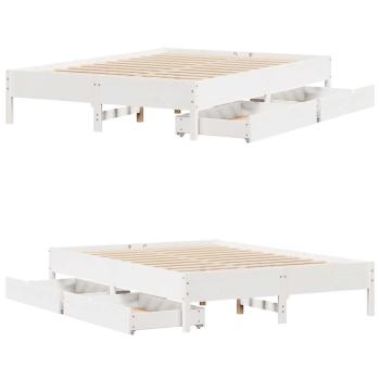 Massivholzbett ohne Matratze Weiß 135x190 cm Kiefernholz