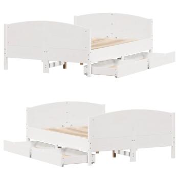 Massivholzbett ohne Matratze Weiß 135x190 cm Kiefernholz