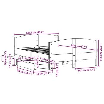 Massivholzbett ohne Matratze Weiß 120x190 cm Kiefernholz