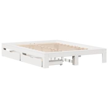 Massivholzbett ohne Matratze Weiß 140x190 cm Kiefernholz