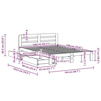 Massivholzbett ohne Matratze Weiß 140x190 cm Kiefernholz