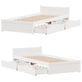 Massivholzbett ohne Matratze Weiß 75x190 cm Kiefernholz