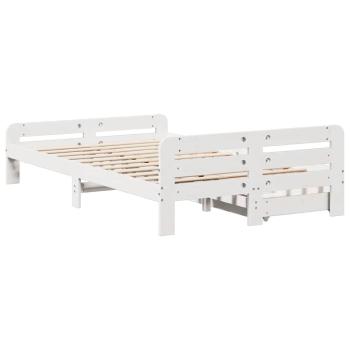 Massivholzbett ohne Matratze Weiß 135x190 cm Kiefernholz