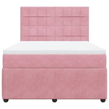 Boxspringbett mit Matratze Rosa 140x200 cm Samt