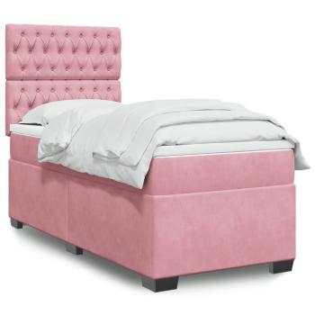 ARDEBO.de - Boxspringbett mit Matratze Rosa 90x200 cm Samt