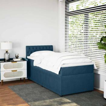 Boxspringbett mit Matratze Blau 90x200 cm Samt