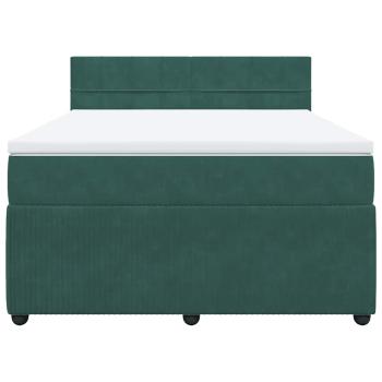 Boxspringbett mit Matratze Dunkelgrün 140x200 cm Samt