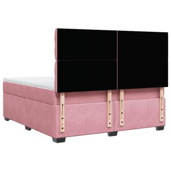 Boxspringbett mit Matratze Rosa 180x200 cm Samt