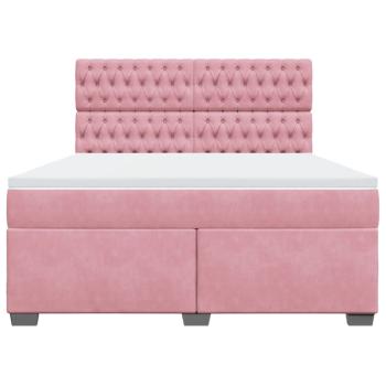 Boxspringbett mit Matratze Rosa 180x200 cm Samt