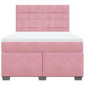 Boxspringbett mit Matratze Rosa 140x200 cm Samt