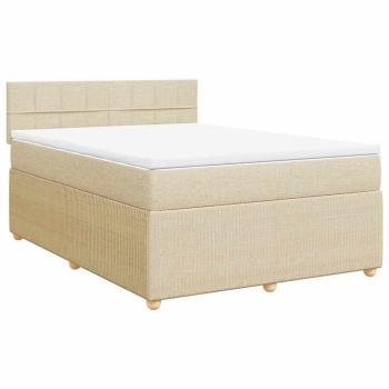 ARDEBO.de - Boxspringbett mit Matratze Creme 140x200 cm Stoff