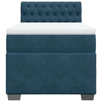 Boxspringbett mit Matratze Blau 90x200 cm Samt
