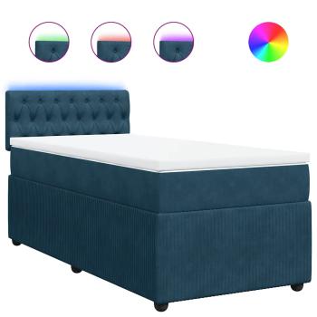 Boxspringbett mit Matratze Blau 90x190 cm Samt
