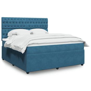 ARDEBO.de - Boxspringbett mit Matratze Blau 180x200 cm Samt