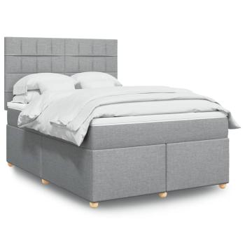 ARDEBO.de - Boxspringbett mit Matratze Hellgrau 140x200 cm Stoff