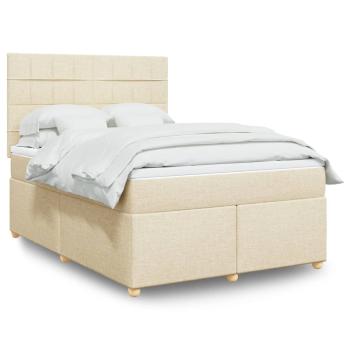 ARDEBO.de - Boxspringbett mit Matratze Creme 140x200 cm Stoff