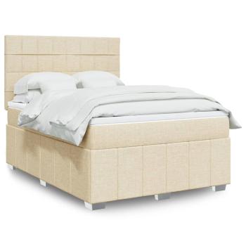 ARDEBO.de - Boxspringbett mit Matratze Creme 140x200 cm Stoff