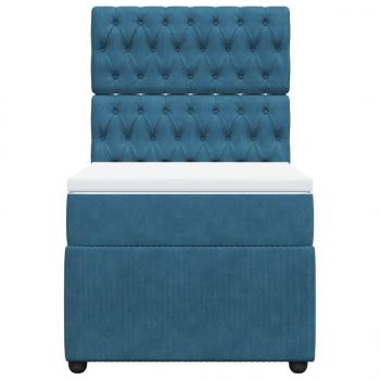 Boxspringbett mit Matratze Blau 90x190 cm Samt