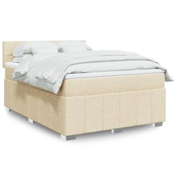 ARDEBO.de - Boxspringbett mit Matratze Creme 140x200 cm Stoff