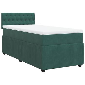 ARDEBO.de - Boxspringbett mit Matratze Dunkelgrün 90x190 cm Samt