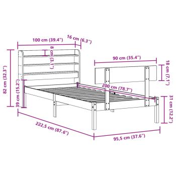 Massivholzbett ohne Matratze 90x200 Kiefernholz