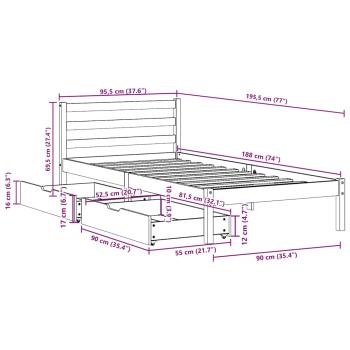 Massivholzbett ohne Matratze 90x190 cm Kiefer