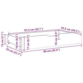 Bettschubladen mit Rollen 2 Stk. 90x55x16 cm Massivholz Kiefer