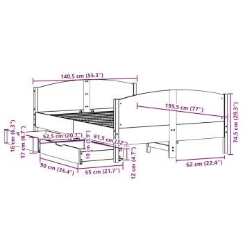Massivholzbett ohne Matratze 135x190 cm Kiefernholz